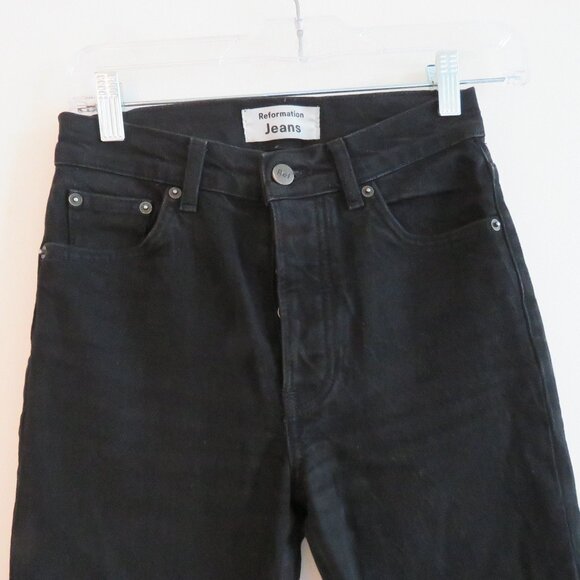 REFORMATION Serena High Skinny Crop Jeans in Black - Size US 24 - Picture 3 of 15